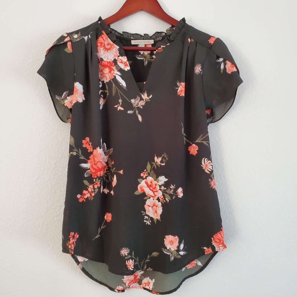 41Hawthorn Truly Poppy Tiffiny Tulip Sleeve Blouse